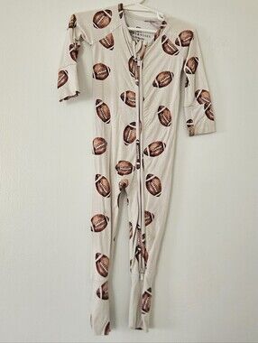 Bums & Roses 12-18 month Pajamas Boy Unisex Bamboo Football Lightweight Soft